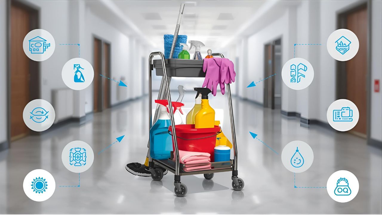 commercial cleaning trolley