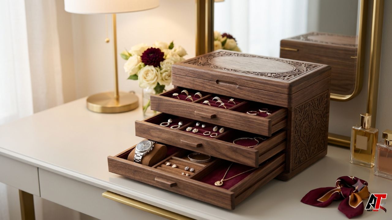 hand-carved wooden jewelry boxes