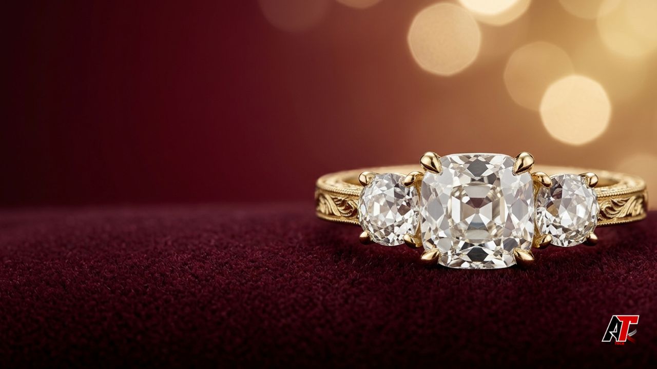 three stone engagement rings with antique cuts
