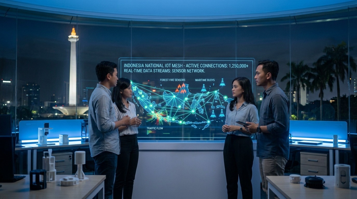 Smart connectivity for IoT projects in Indonesia using 5G, LPWAN, cloud platforms, and industrial IoT networks.