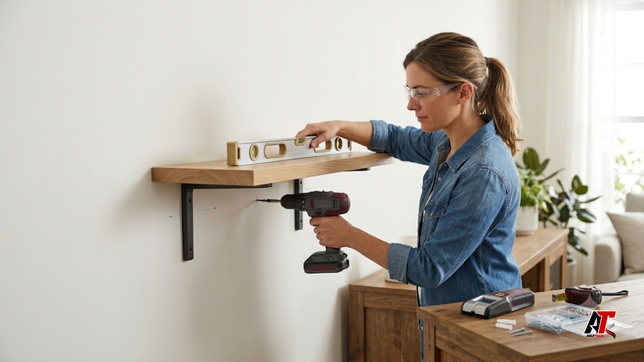 install wall-mounted shelves safely