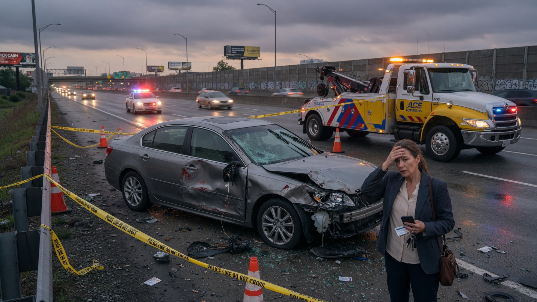 After a Collision with a Tow Truck