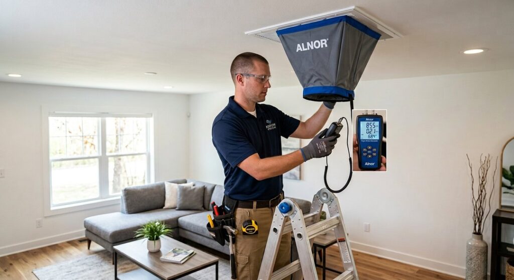 Professional AC installation at a modern home