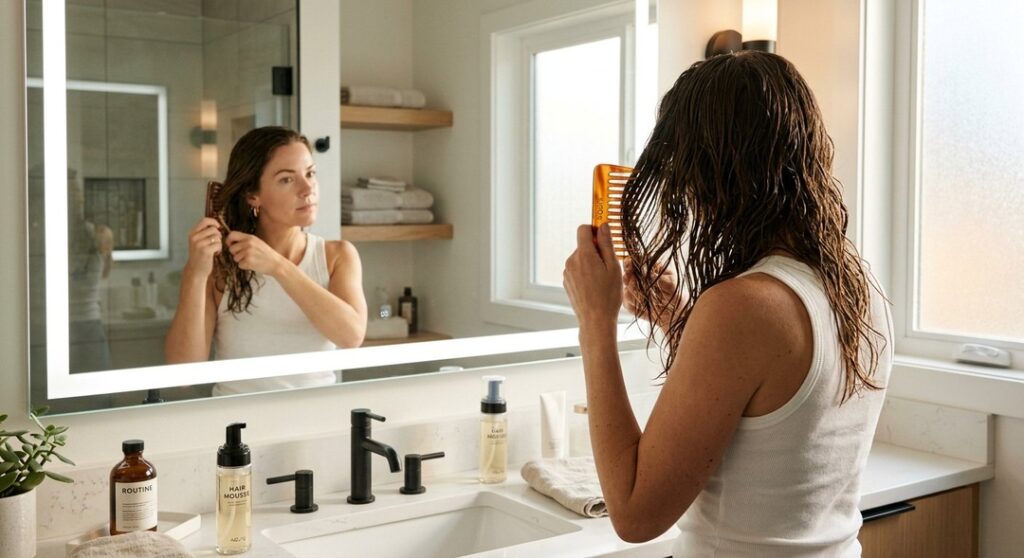 Hair mousse for soft volume and natural styling