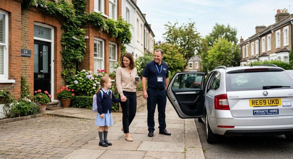 Pre-booked minicab for school transport