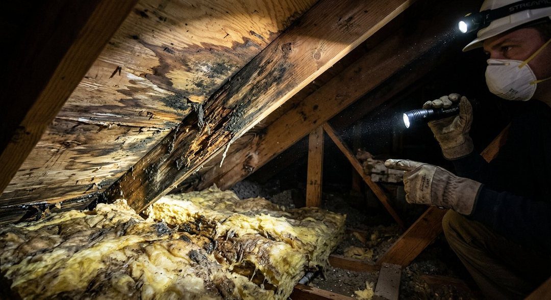 Professional roof repair on a residential home
